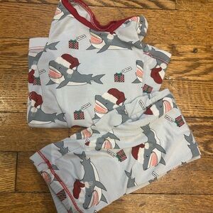 Shark Print Kids Pajamas - Gray and Red